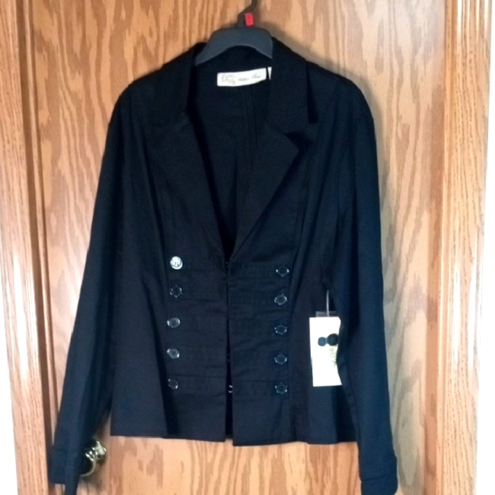 I.Q. Authentic Brand Elegant Black Women's Jacket, Festival, Retro, Grandma Core - Picture 1 of 13